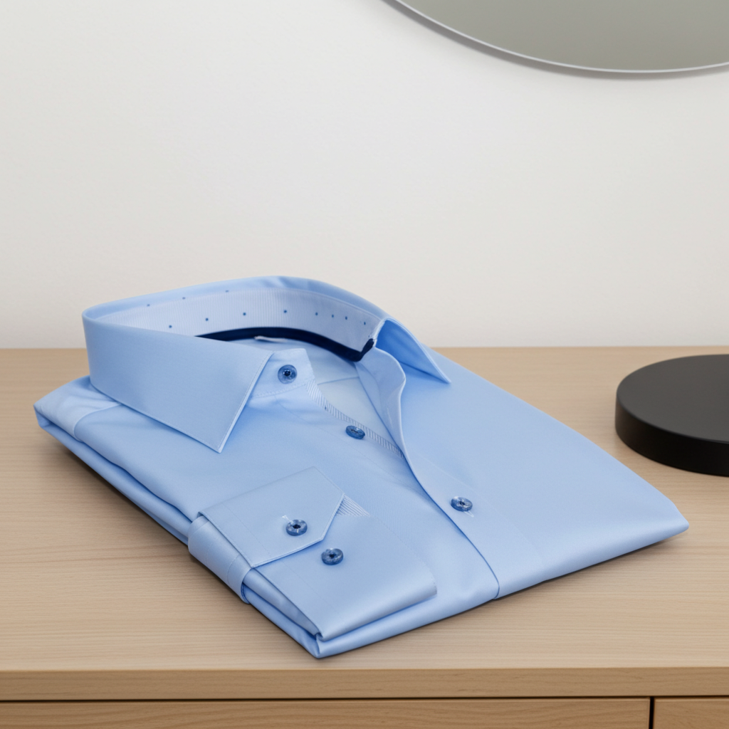 Martin-Button-Up Shirt With Contrast Details- Blue- Contemporary Fit (Regular)
