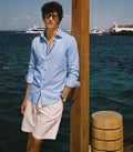Martin-Button-Up Shirt With Contrast Details- Blue- Contemporary Fit (Regular)