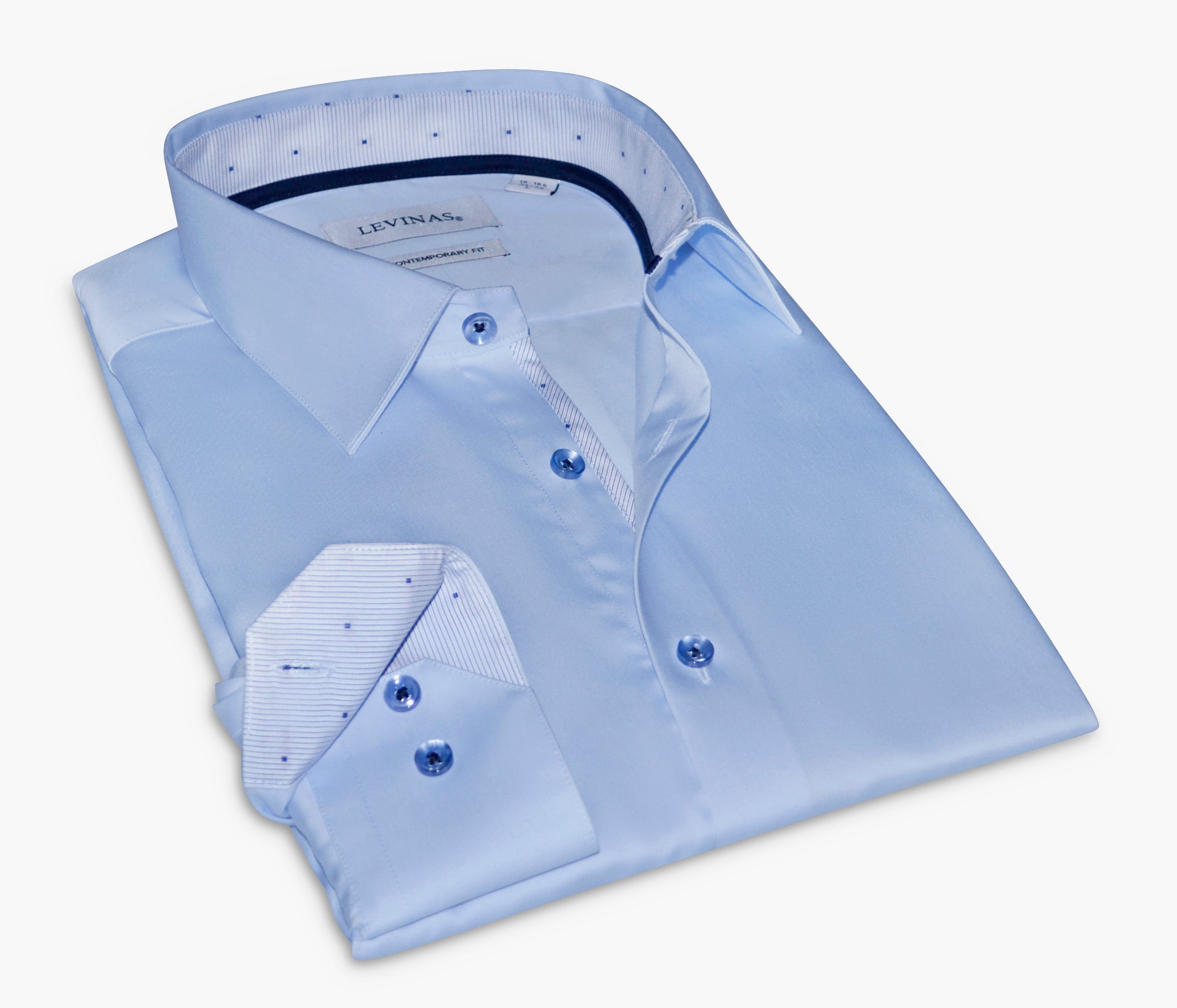Martin-Button-Up Shirt With Contrast Details- Blue- Contemporary Fit (Regular)